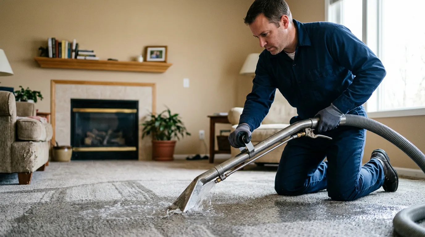 Water damage restoration technician working near Oregon, IL